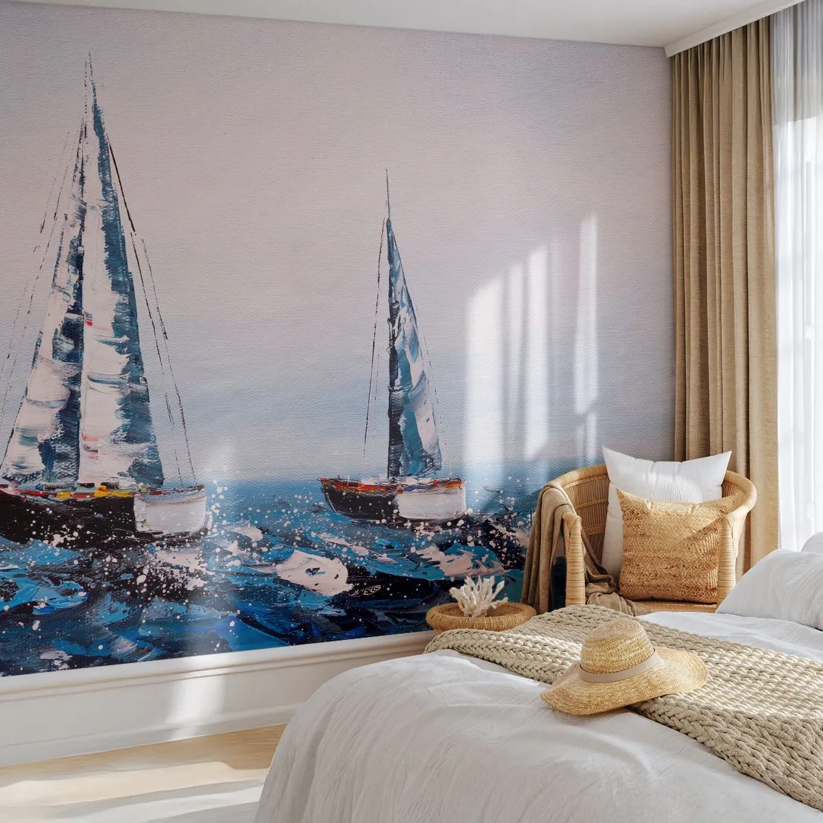 Self-Adhesive Photo Wallpaper Deluxe Sticker - Brotherhood of Wind - Sailboats, Landscape, Seaside - 150x105 cm