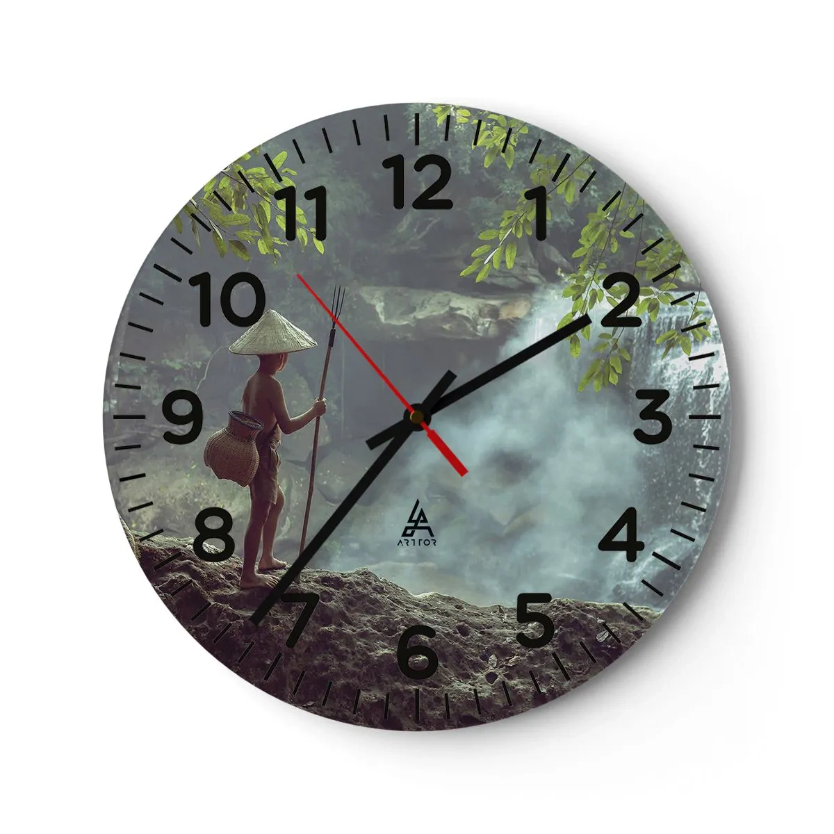 Wall clock - Clock on glass - Friends with Nature - 30x30 cm