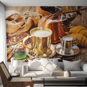 Photo Wallpaper Premium Sand - Have a Nice Day! - Coffee, Gastronomy, Kitchen - 500x350 cm