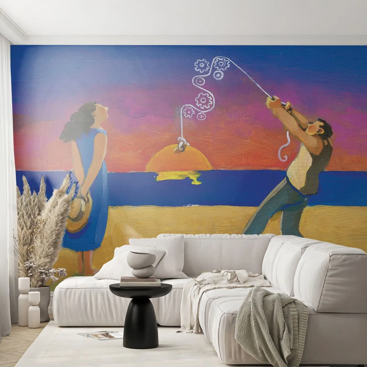 Photo Wallpaper Premium Sand - More than a Star from the Sky - Abstraction, Woman and Man, Painting - 100x70 cm