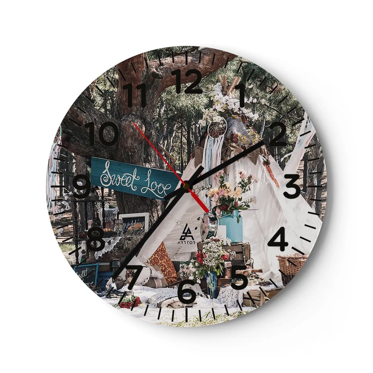 Wall clock - Clock on glass - Make Love… - 30x30 cm