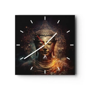Wall clock - Clock on glass - Spiritual Balance - 40x40 cm