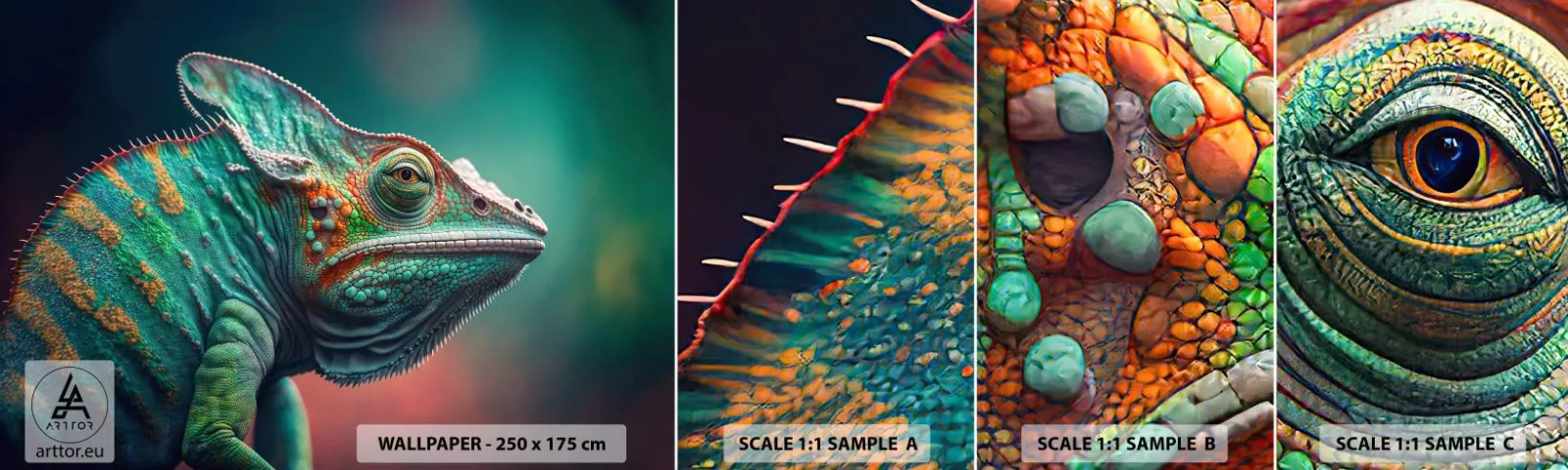 Photo Wallpaper Sample Self-Adhesive Deluxe Sticker - Can You See Me? That's Too Bad... - Chameleon, Animals, Reptile - 100x30 cm