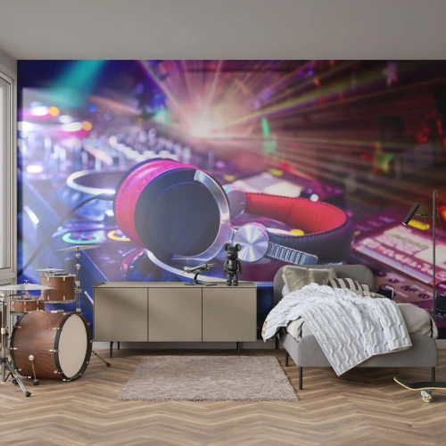 Photo Wallpaper Premium Canvas - Get on the Floor - Music, Music Studio, Headphones - 350x256 cm