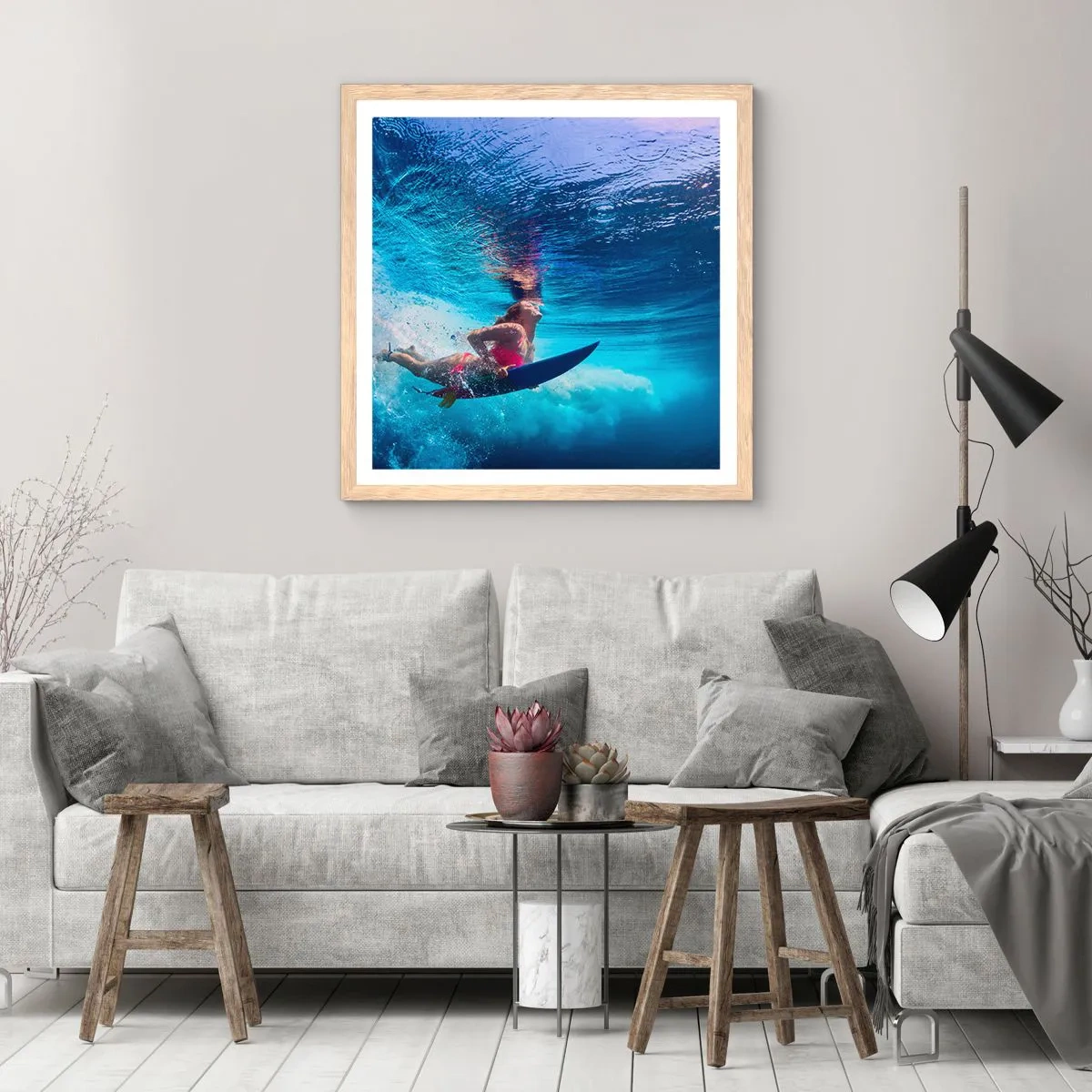 Poster in light oak frame - Depth of Joy - 60x60 cm
