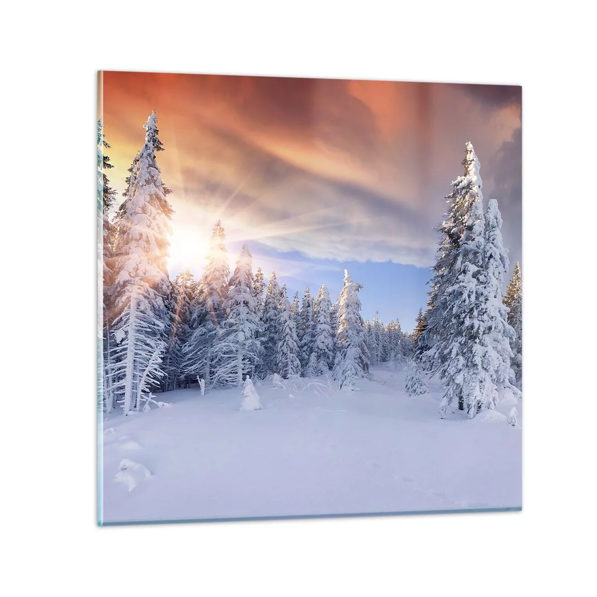 Glass picture - Snowy Spectacle of Nature - 50x50 cm