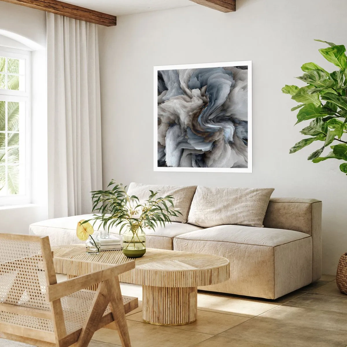 Poster - Stone and Flower - 60x60 cm