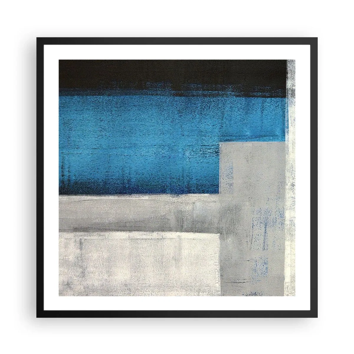 Poster in black frame - Poetic Composition of Blue and Grey - 60x60 cm