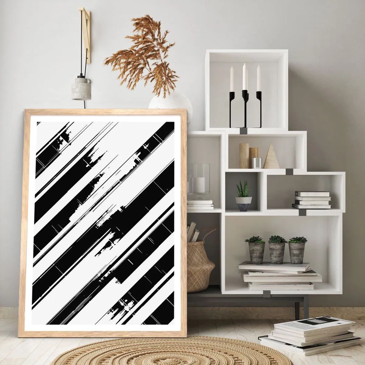 Poster in light oak frame - Intensive and Dynamic Composition - 40x50 cm