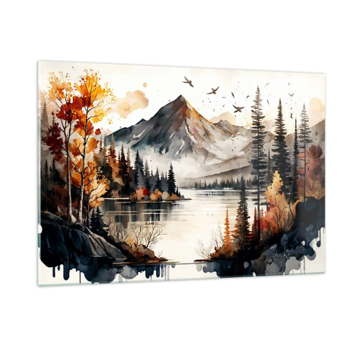 Glass picture - Golden Autumn in the Mountains - 120x80 cm