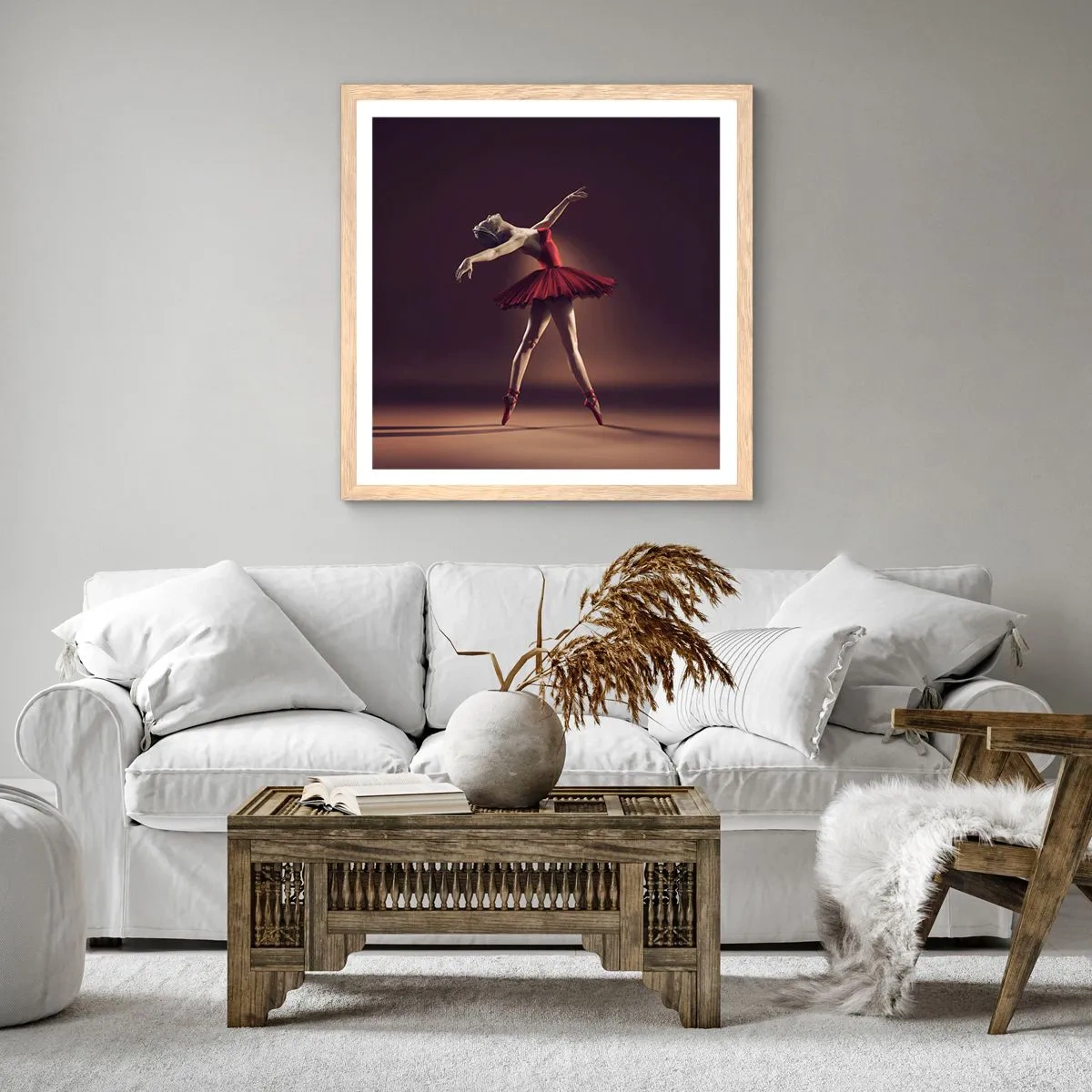 Poster in light oak frame - Prima Ballerina - 50x50 cm