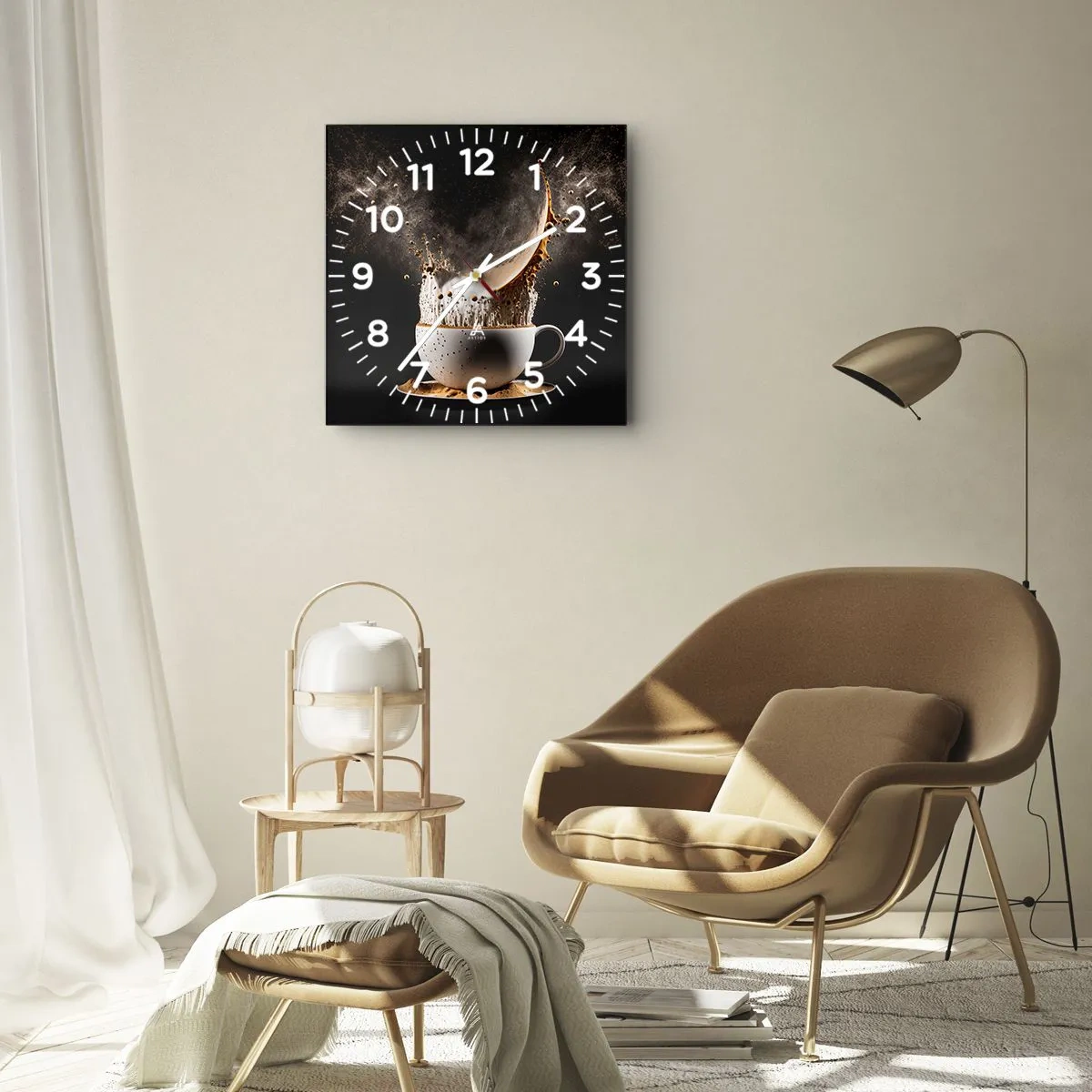 Wall clock - Clock on glass - Explosion of Flavour - 40x40 cm
