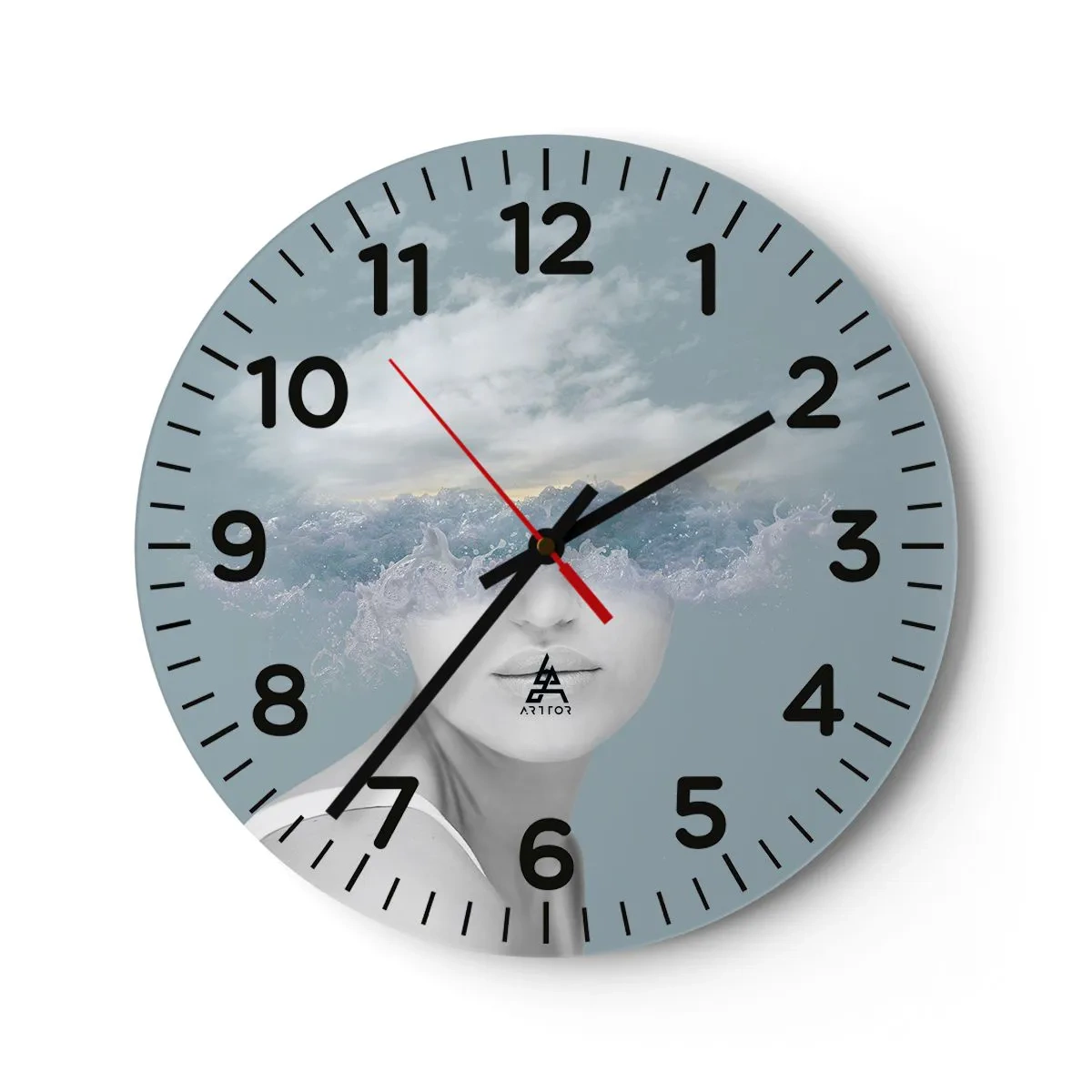 Wall clock - Clock on glass - With the Head In the Clouds - 30x30 cm