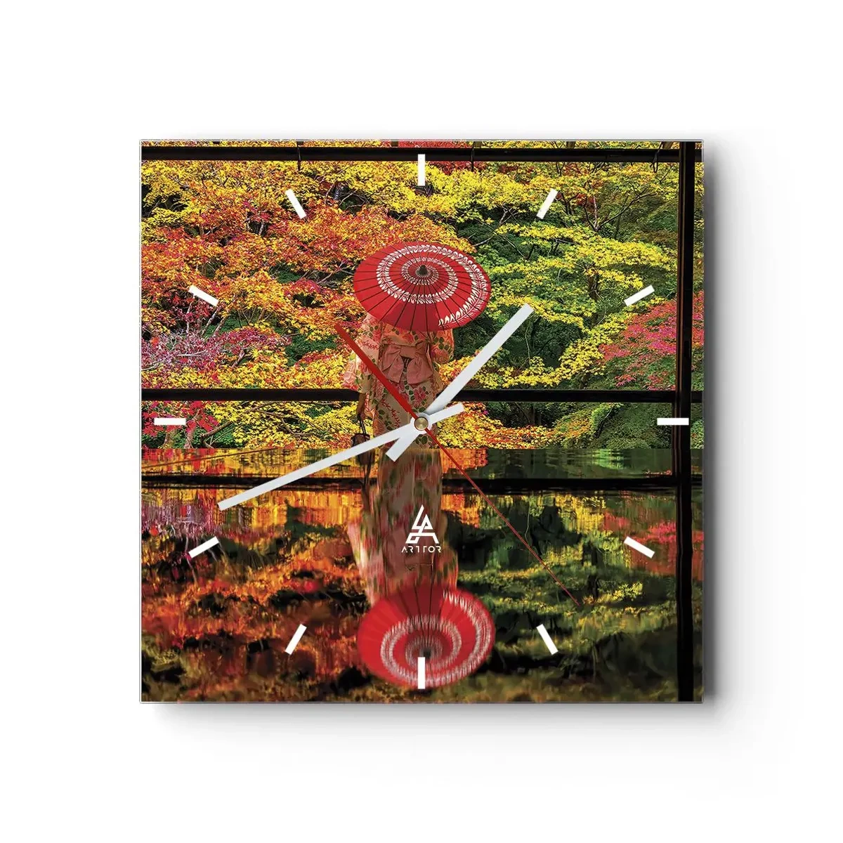 Wall clock - Clock on glass - In a Temple of Nature - 40x40 cm