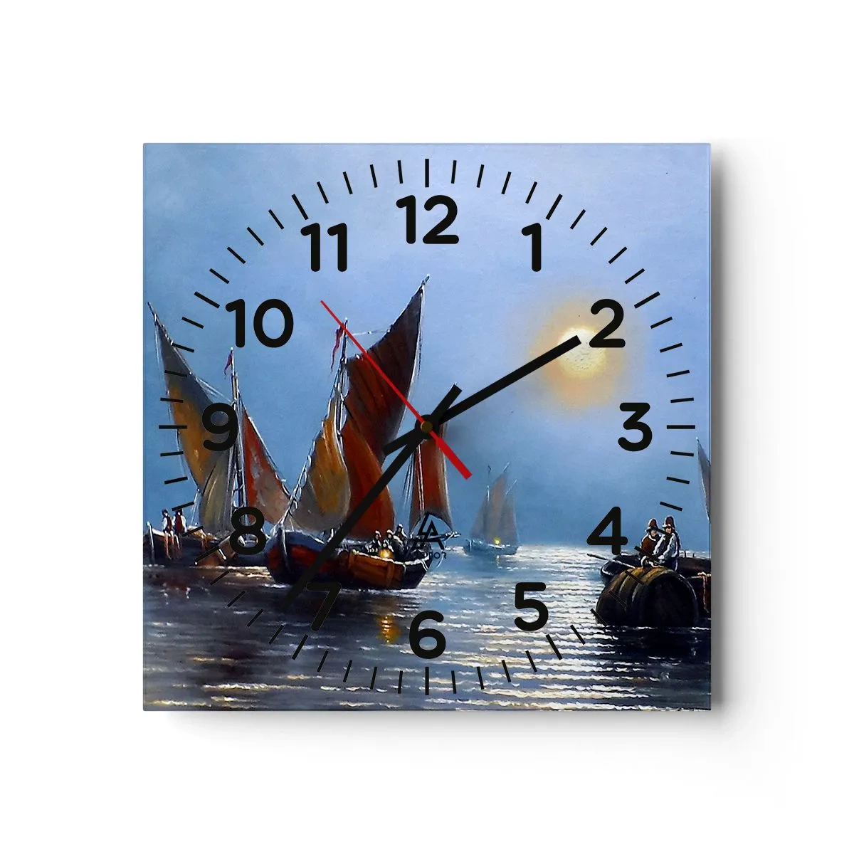 Wall clock - Clock on glass - Night Hunt - 40x40 cm