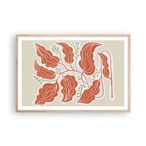 Poster in light oak frame - Folk and Coral - 91x61 cm