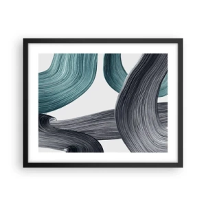 Poster in black frame - Emerald and Black Trails - 50x40 cm