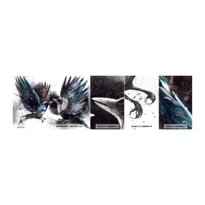 Photo Wallpaper Sample Self-Adhesive Deluxe Sticker - Two Crows - Abstraction, Bird, Animals - 100x30 cm