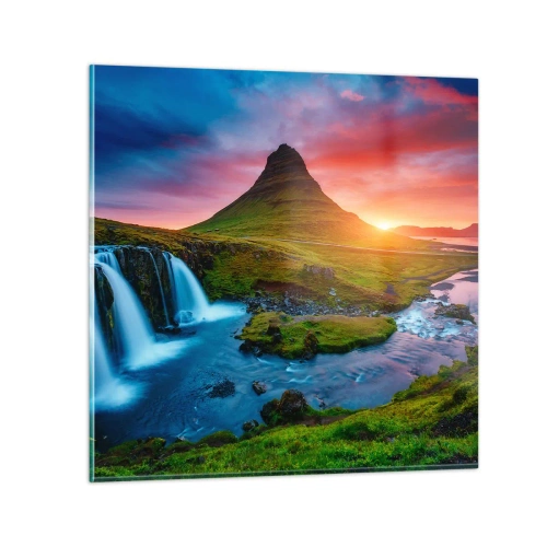 Glass picture - Iceland - Fire and Water - 70x70 cm