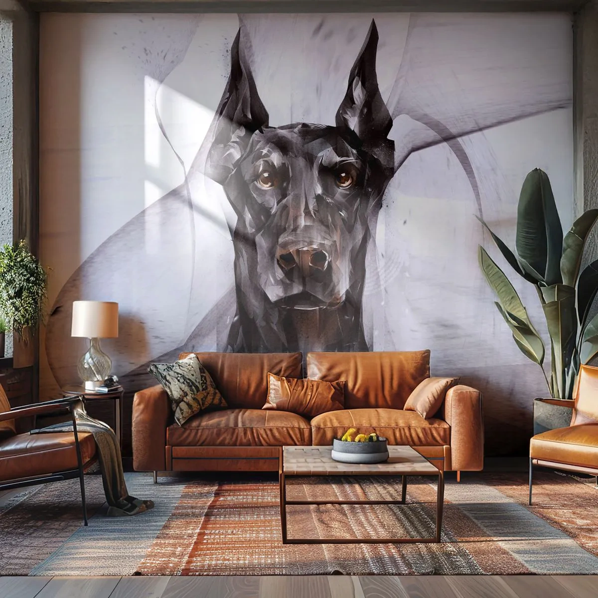 Self-Adhesive Photo Wallpaper Deluxe Sticker - Born to Nobility - Abstraction, Doberman, Dog - 100x70 cm
