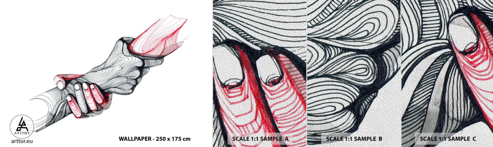 Photo Wallpaper Sample Premium Sand - You Are in Good Hands - Abstraction, People, Hand - 100x30 cm