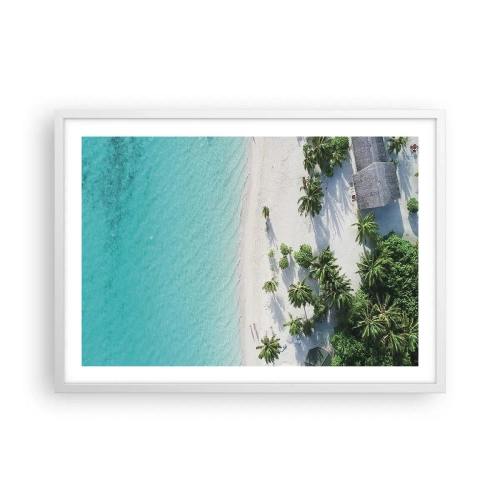 Poster in white frmae - Holidays in Paradise - 70x50 cm