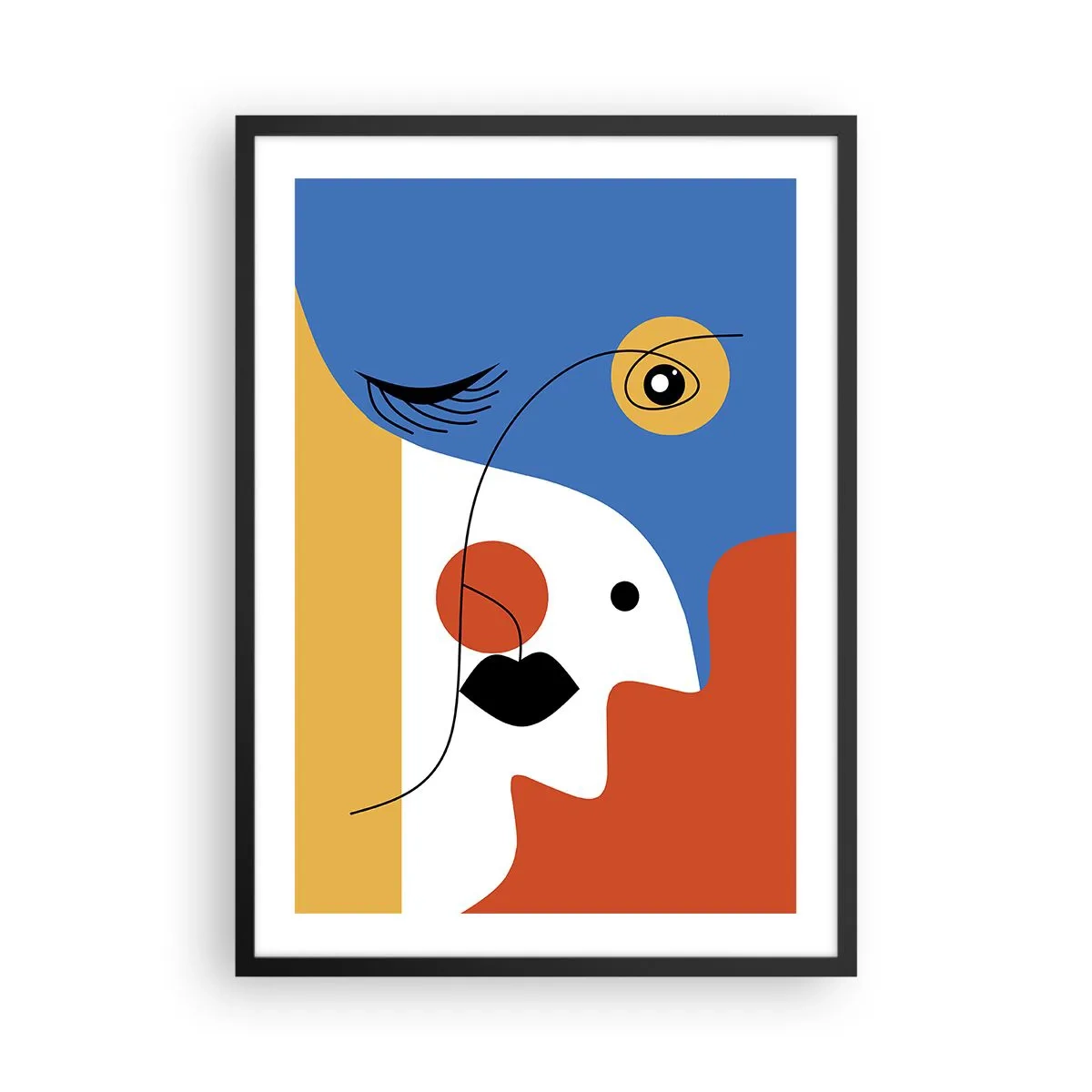 Poster in black frame - A cubist portrait in strong colors - 50x70cm - Deconstructed Potrait - Modern wall decoration for the living room and bedroom ARTTOR
