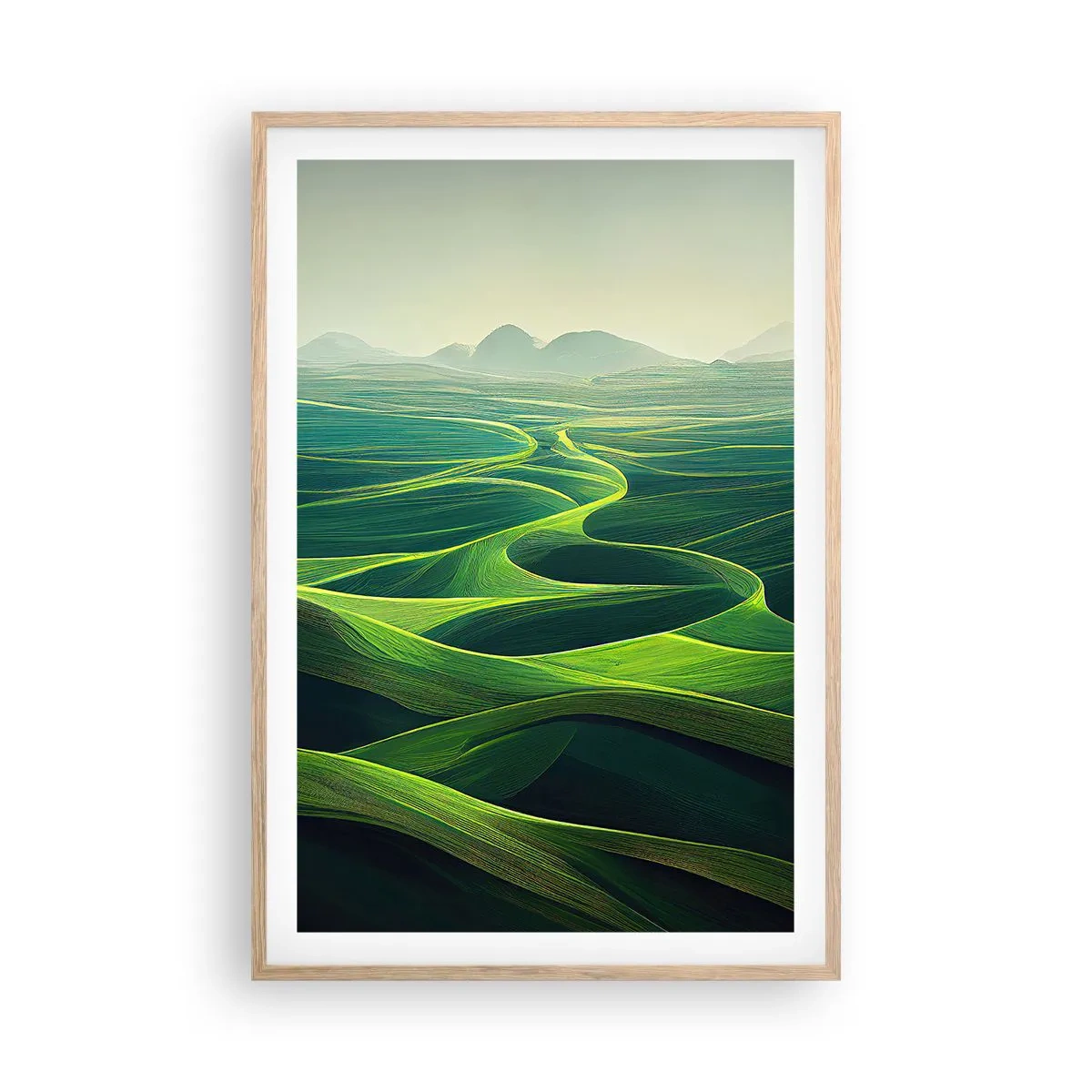 Poster in light oak frame - In Green Valleys - 61x91 cm