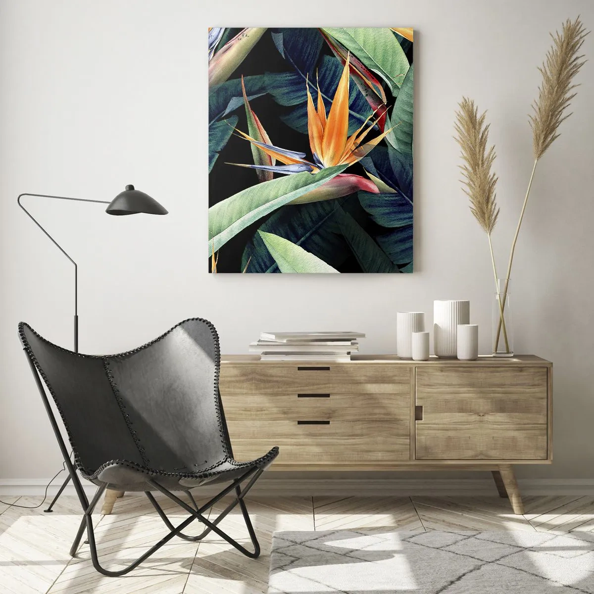 Glass picture - Flaming Flowers of the Tropics - 70x100 cm