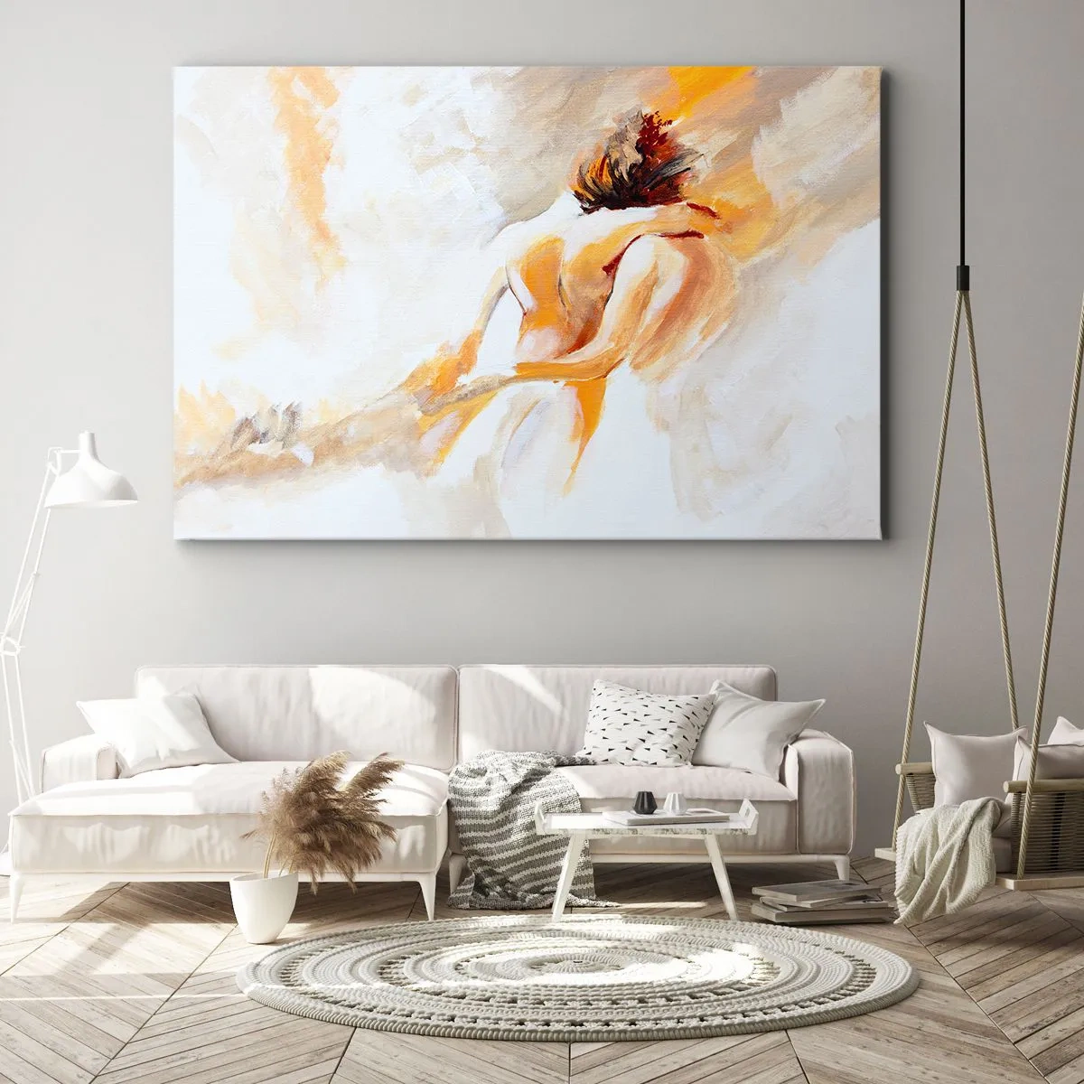 Canvas picture - Abstract scene of a romantic embrace - 70x50cm - Heavenly Embrace - Modern wall decoration for the living room and bedroom ARTTOR