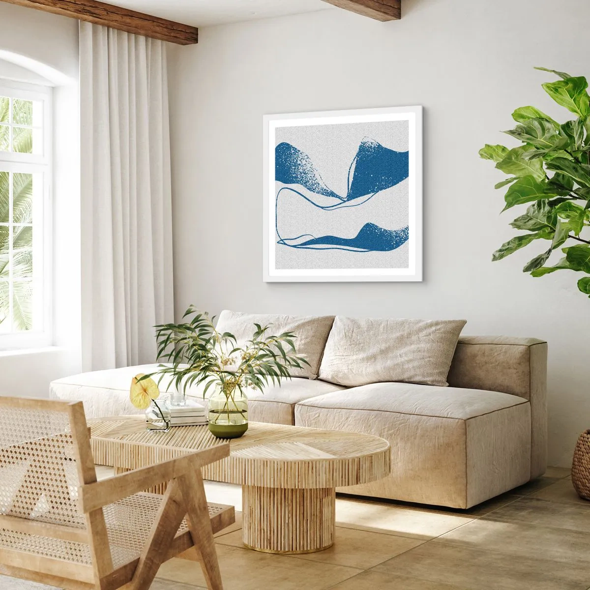 Poster in white frmae - Abstract with Wings - 40x40 cm