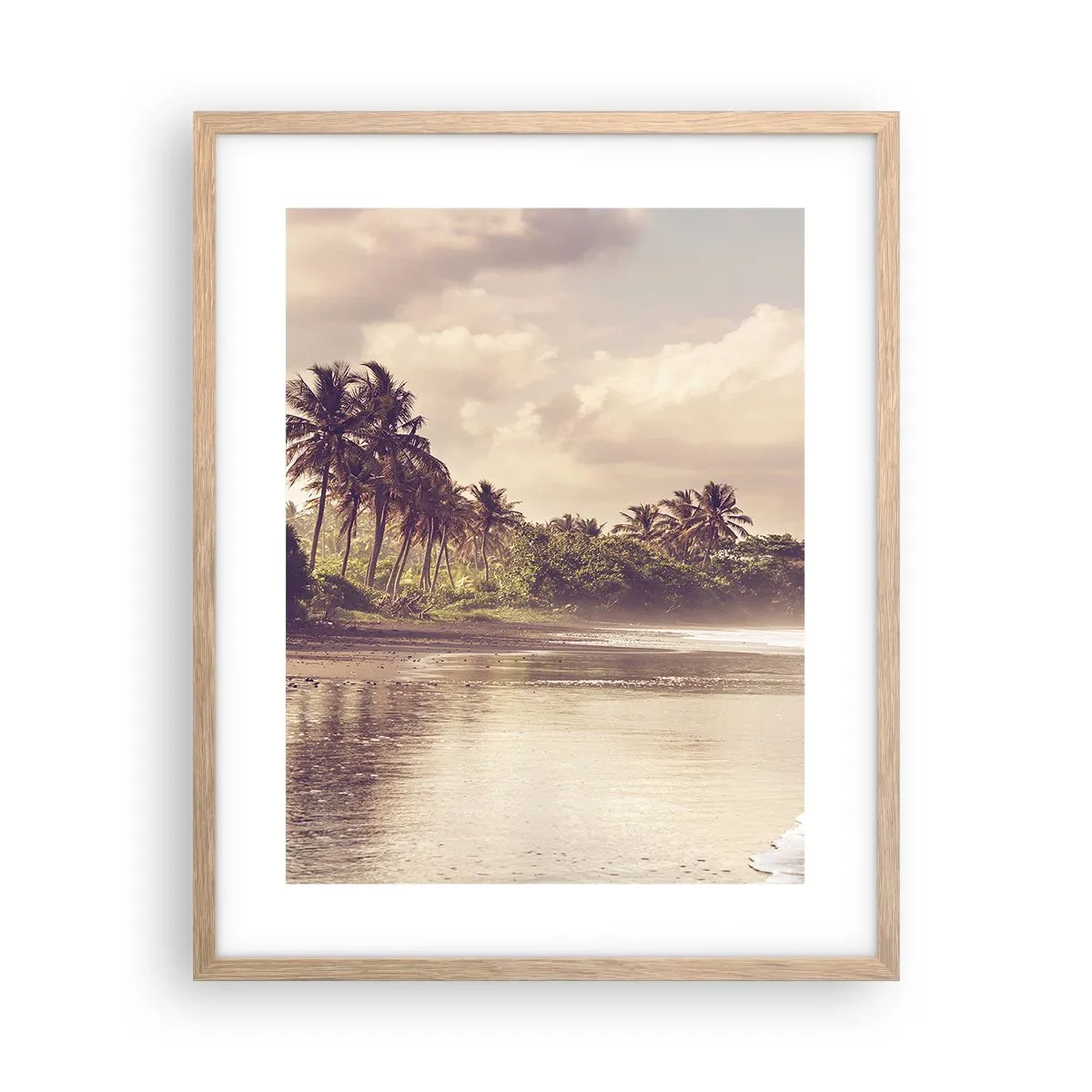Poster in light oak frame - Caress of the Waves - 40x50 cm
