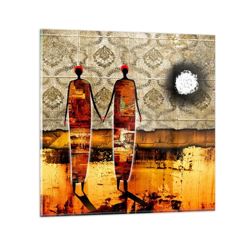 Glass picture - Ethnic Composition in the Colours of Africa - 50x50 cm