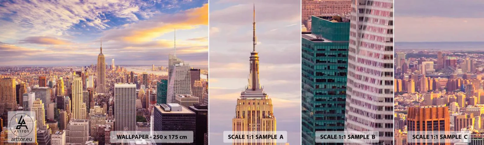 Photo Wallpaper Sample Standard Eco - Reaching the Clouds - City, New York, Architecture - 100x30 cm