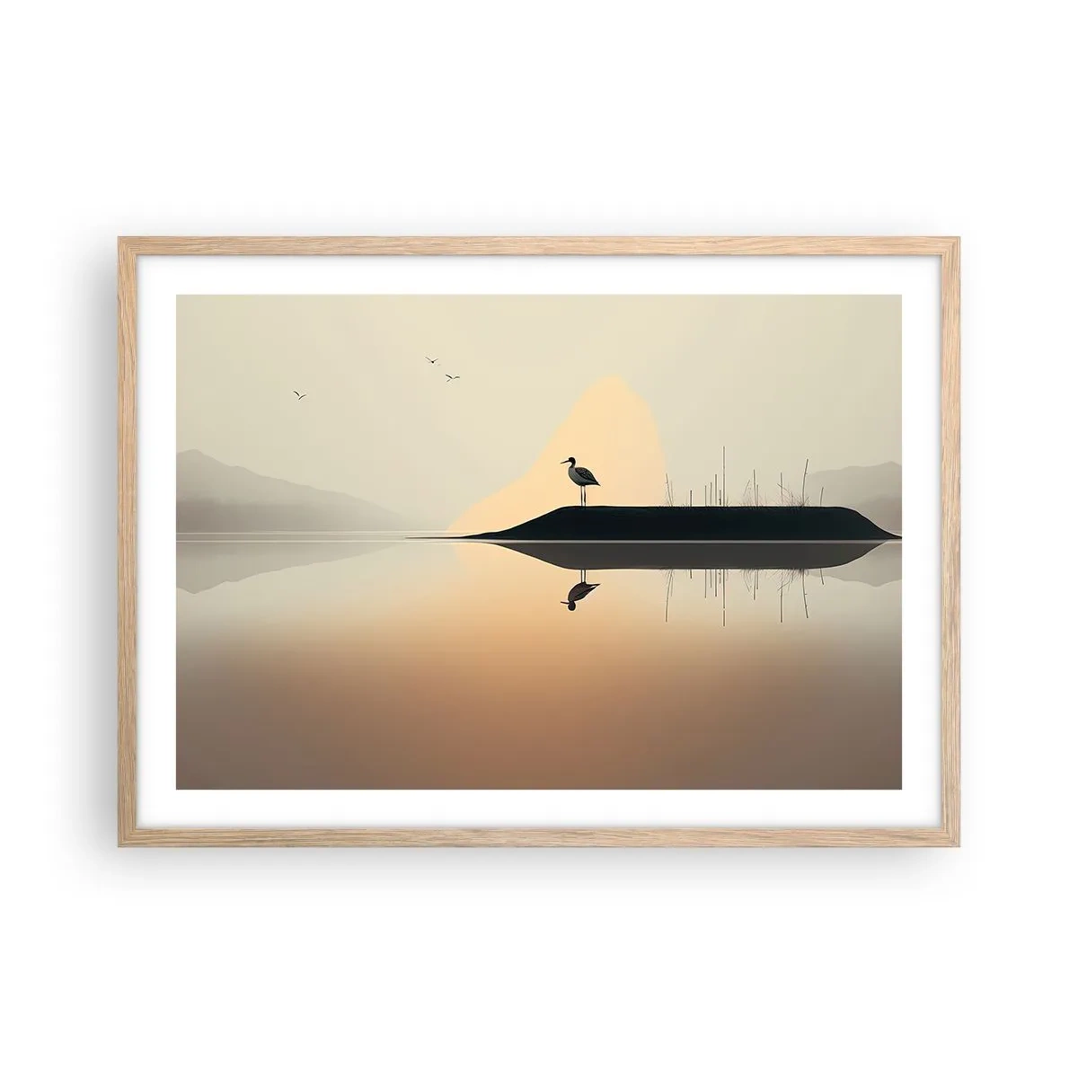 Poster in light oak frame - Gentleman on the Lake - 70x50 cm