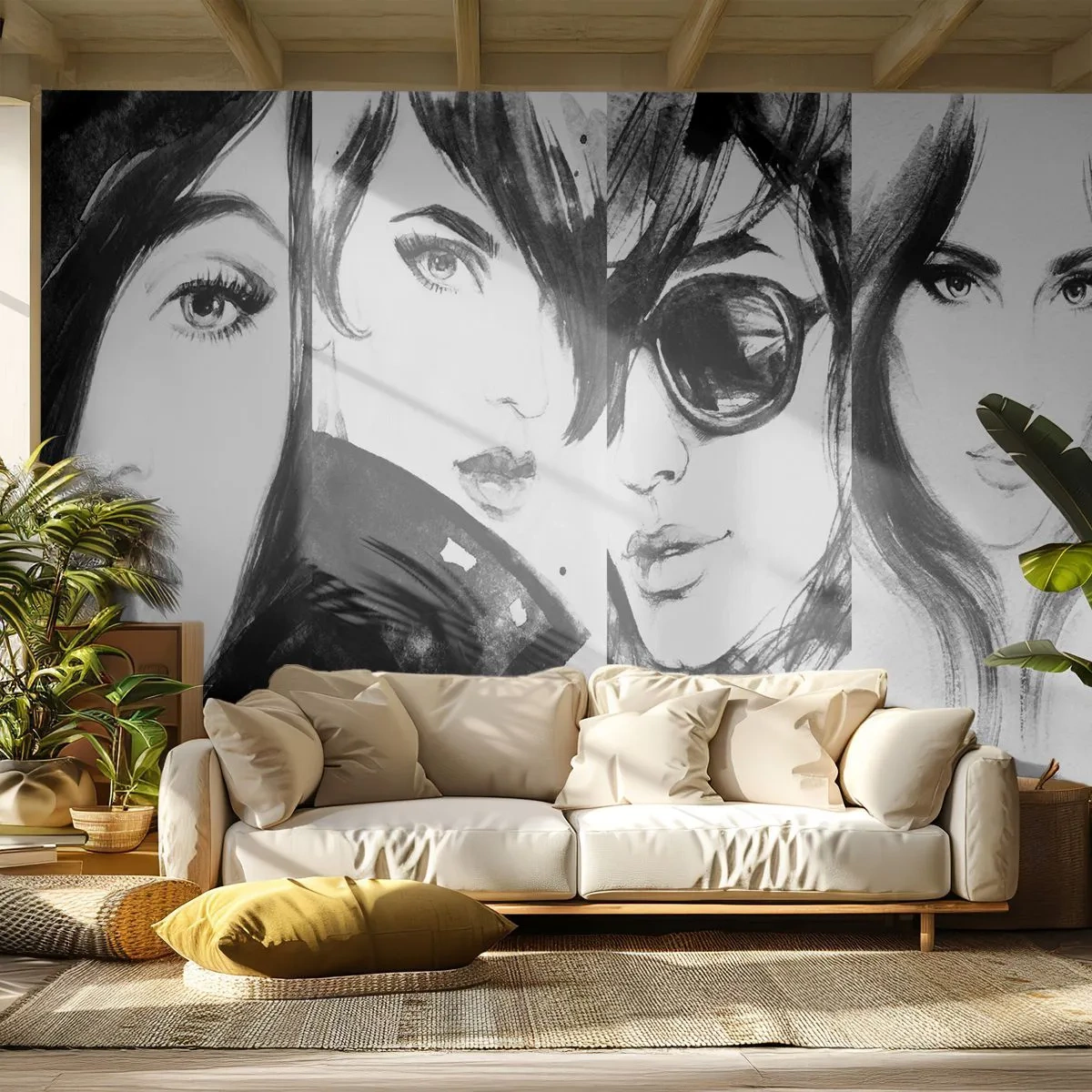 Photo Wallpaper Premium Sand - Beauty Multiplied - Woman, Woman's Eyes, Portrait of a Woman - 100x70 cm