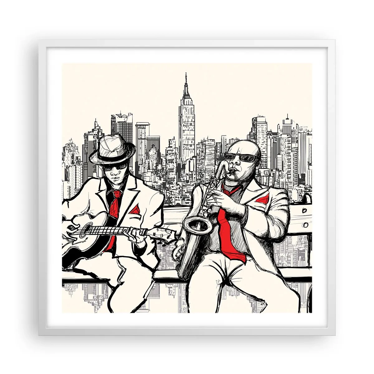 Poster in white frmae - New York Improvisation - 60x60 cm