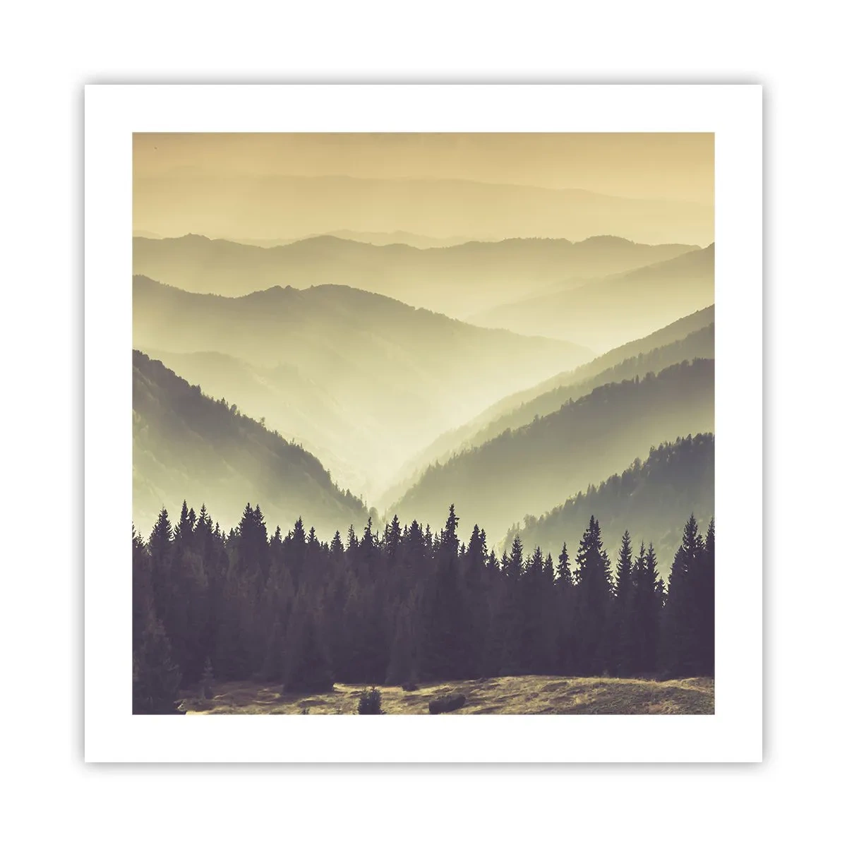 Poster - In a Faraway Land, Past the Mountains - 50x50 cm