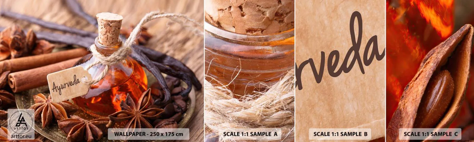 Photo Wallpaper Sample Self-Adhesive Deluxe Sticker - Unity of Body and Spirit - Cinnamon, Anise, Vanilla - 100x30 cm