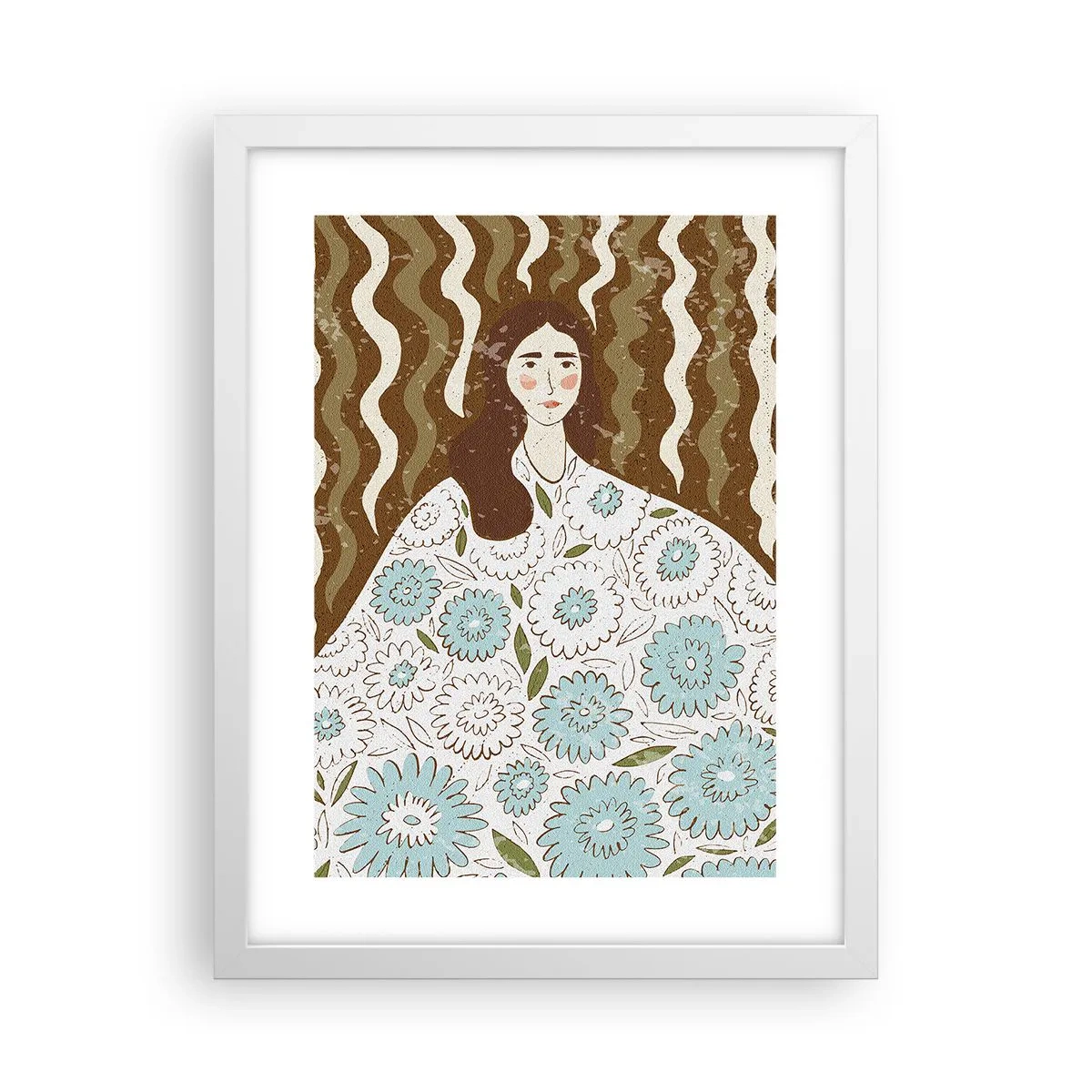 Poster in white frmae - Portrait in a Flowery Robe - 30x40 cm