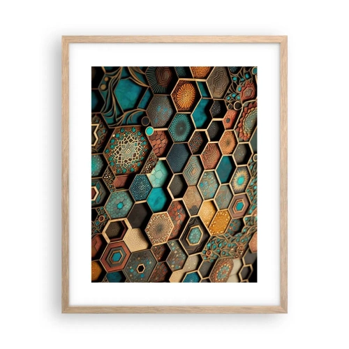 Poster in light oak frame - Arabic Ornaments - Variation - 40x50 cm