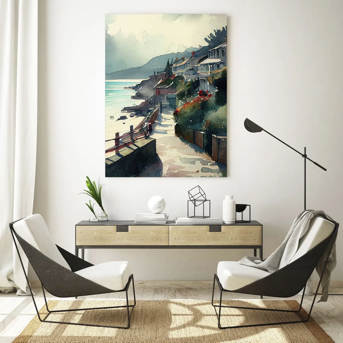 Glass picture - Mediterranean Town - 70x100 cm
