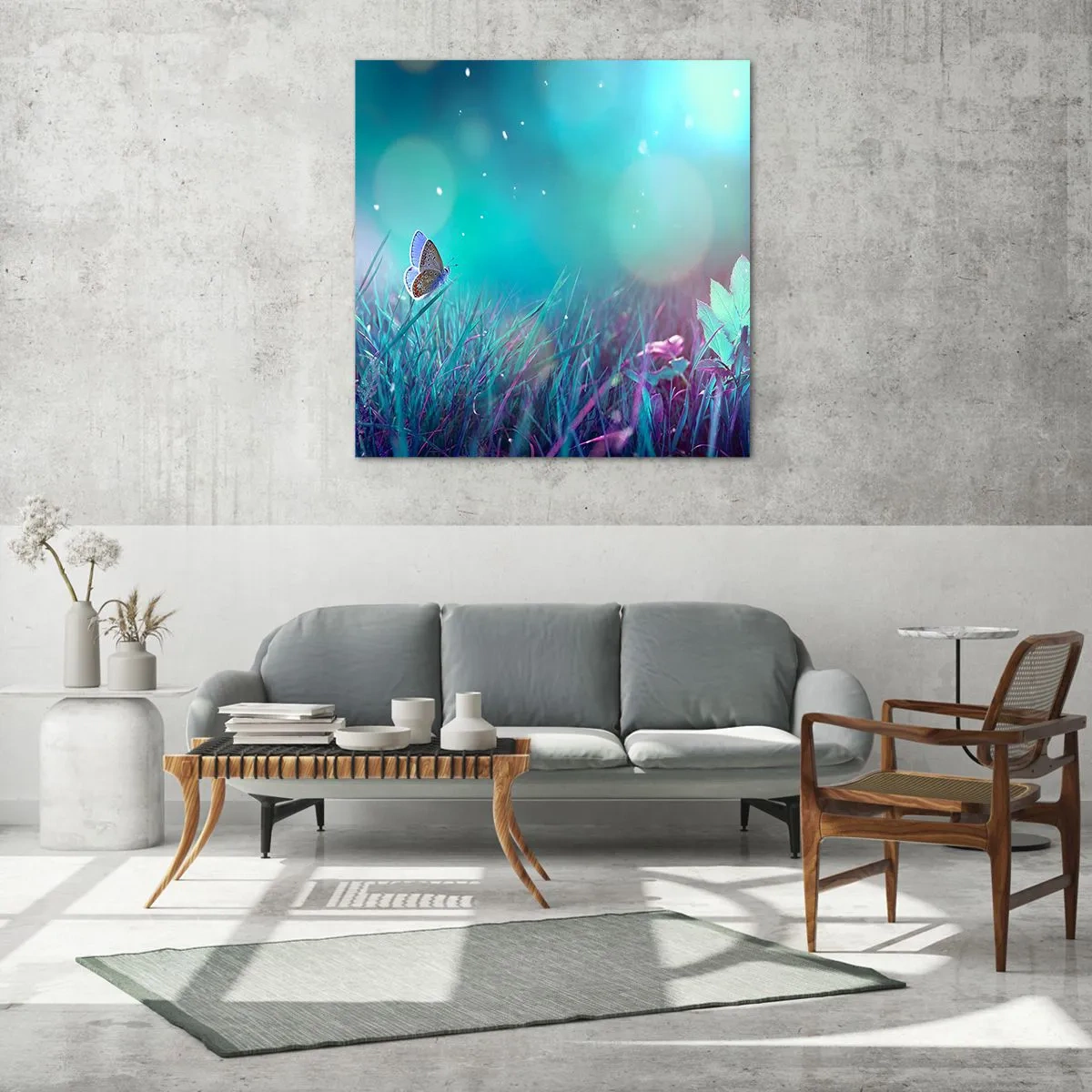 Glass picture - Secret Life of a Meadow - 40x40 cm