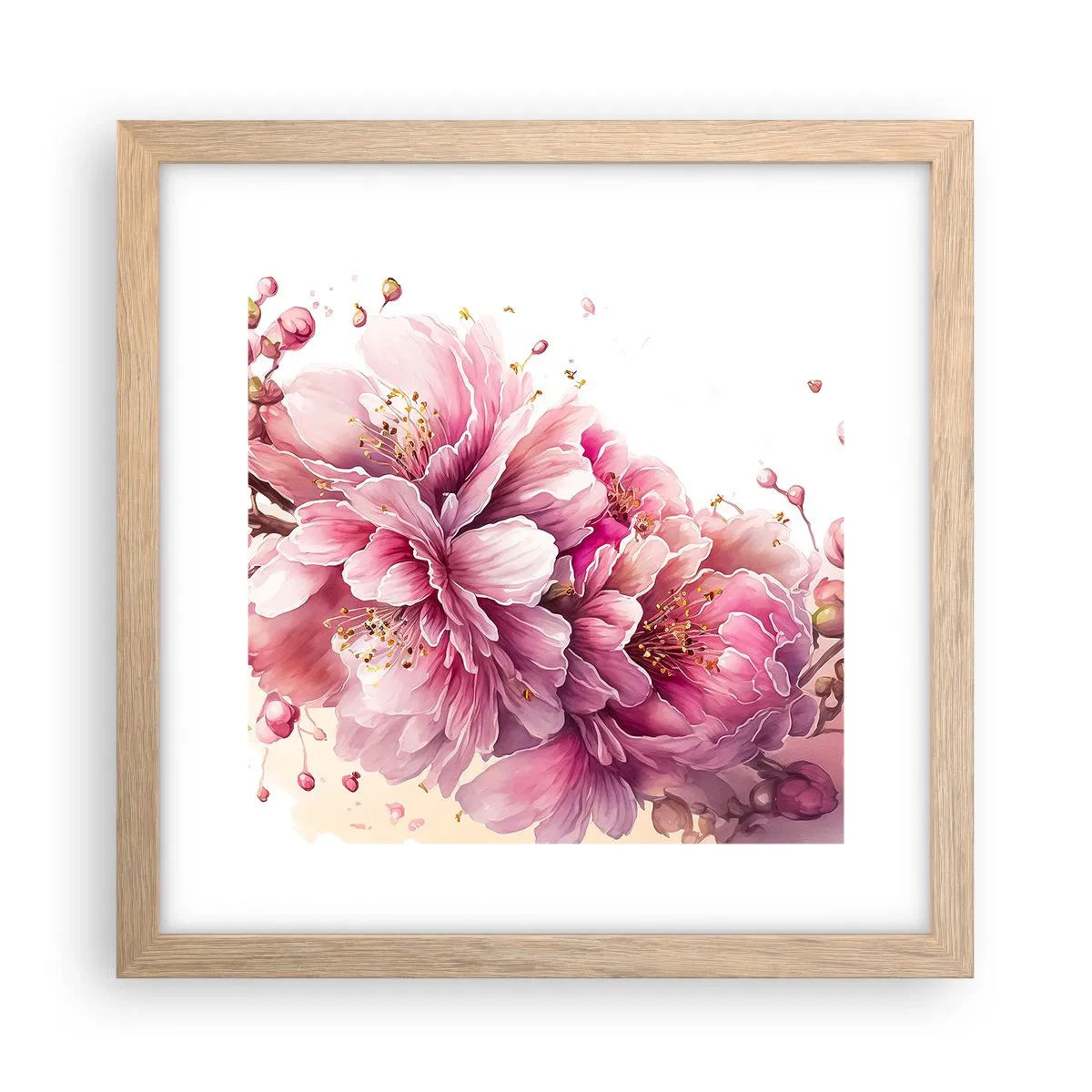 Poster in light oak frame - Land of Cherry Blossoms - 30x30 cm