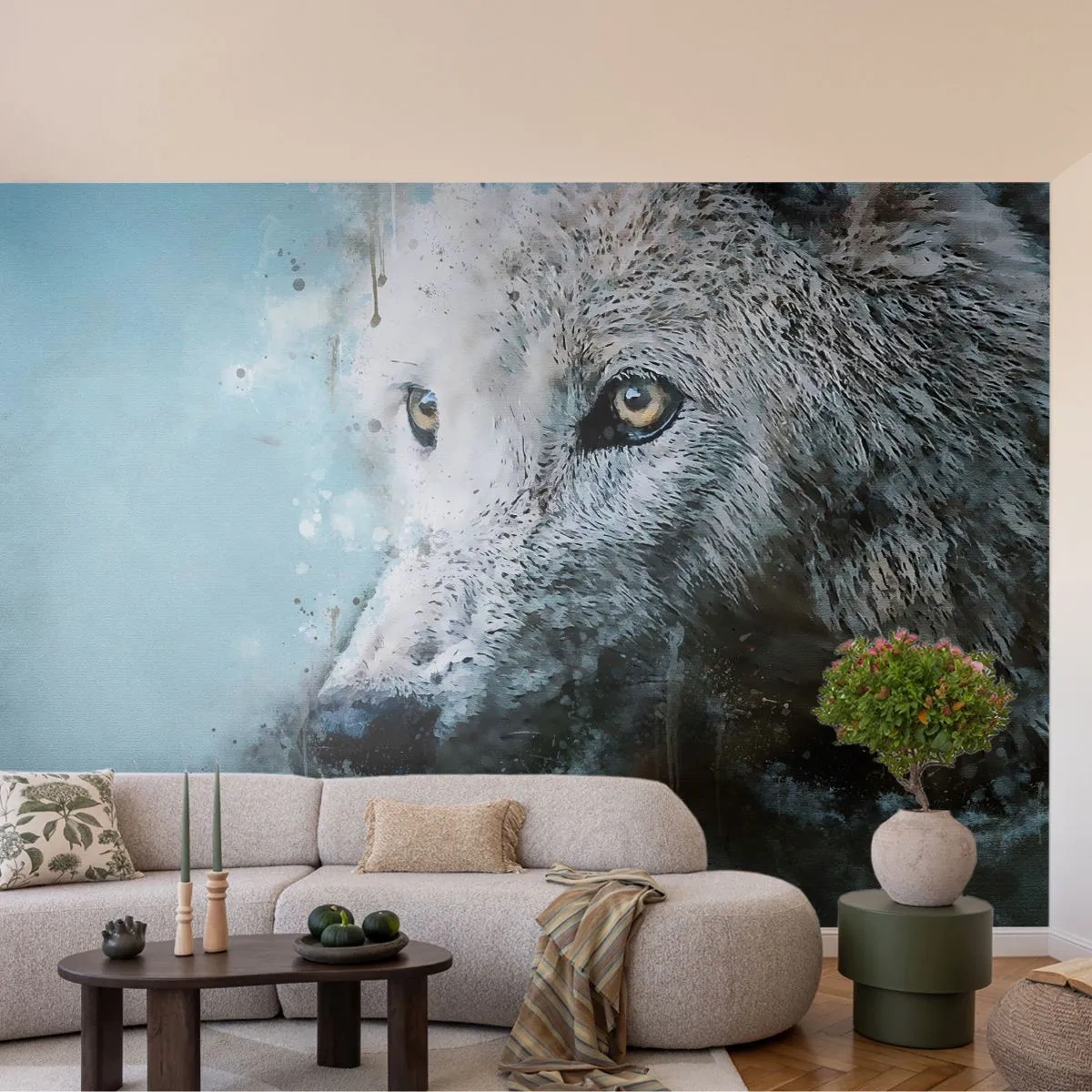 Photo Wallpaper Premium Sand - Meet Wolf Soul - Animals, Wolf, Predator - 450x315 cm