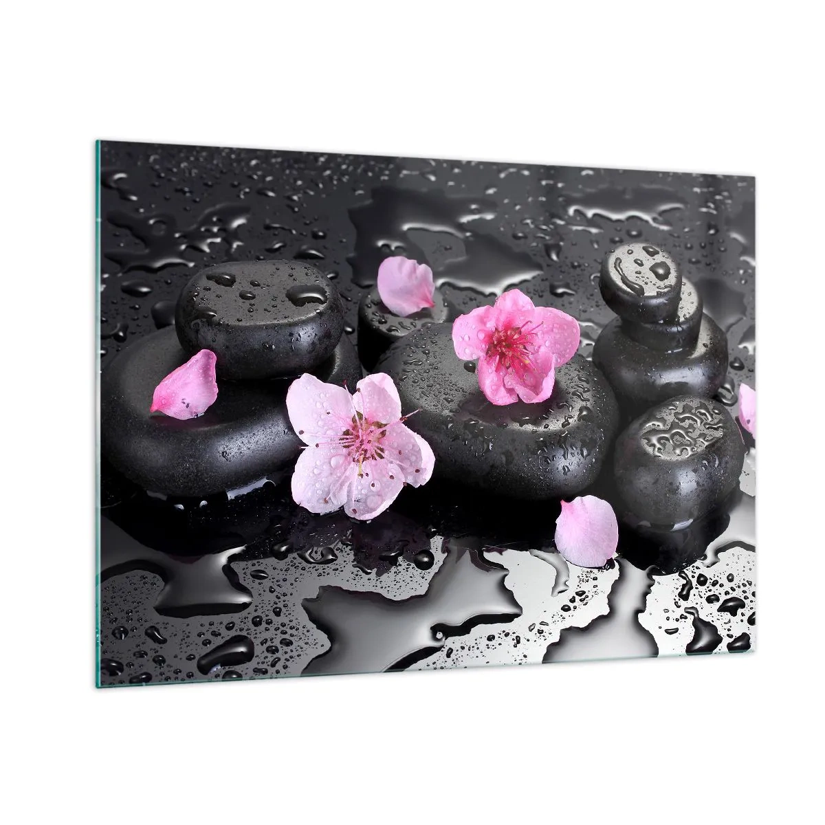 Glass picture - Black Zen Stones - 100x70 cm