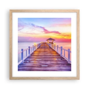 Poster in light oak frame - Lilac and Gold Silence of an Evening - 40x40 cm