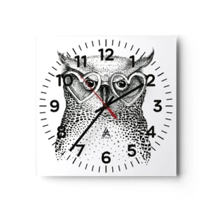 Wall clock - Clock on glass - Wise And With Love - 30x30 cm