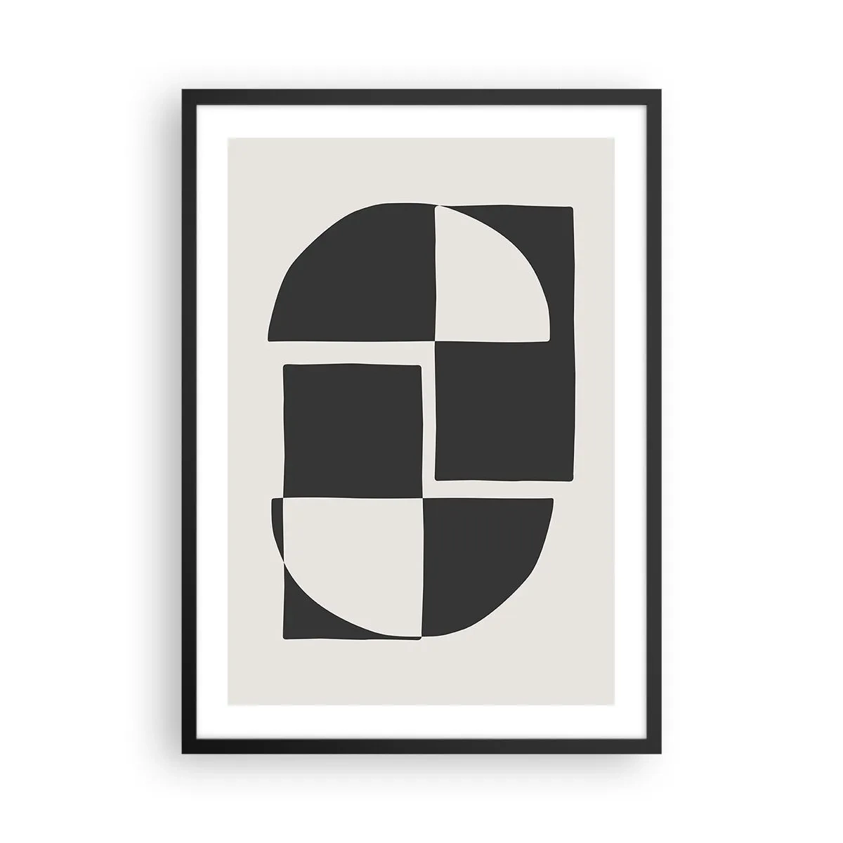 Poster in black frame - Geometric composition in black and white - 50x70cm - Antithesis-Synthesis - Modern wall decoration for the living room and bedroom ARTTOR
