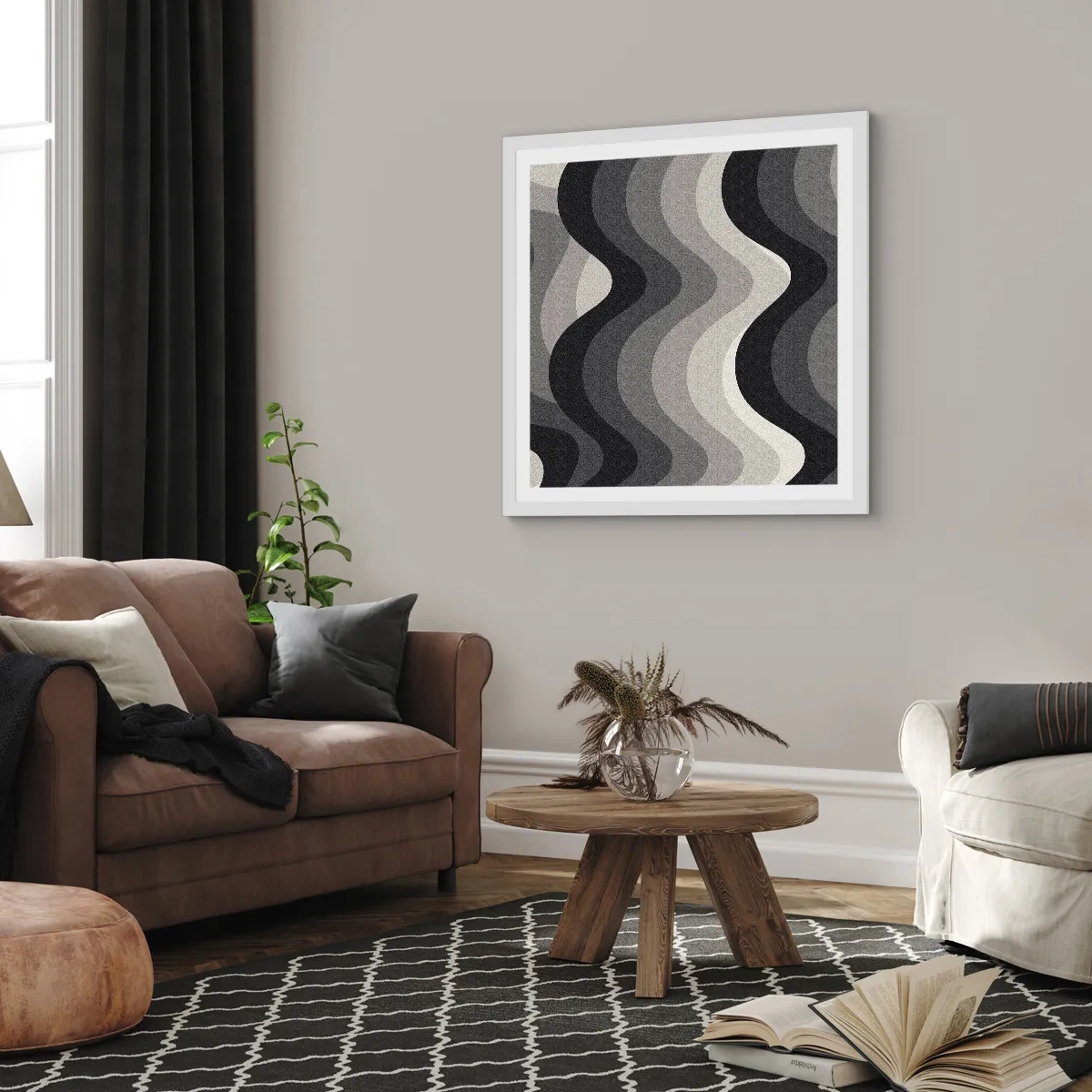 Poster in white frmae - Wave after Wave - 40x40 cm